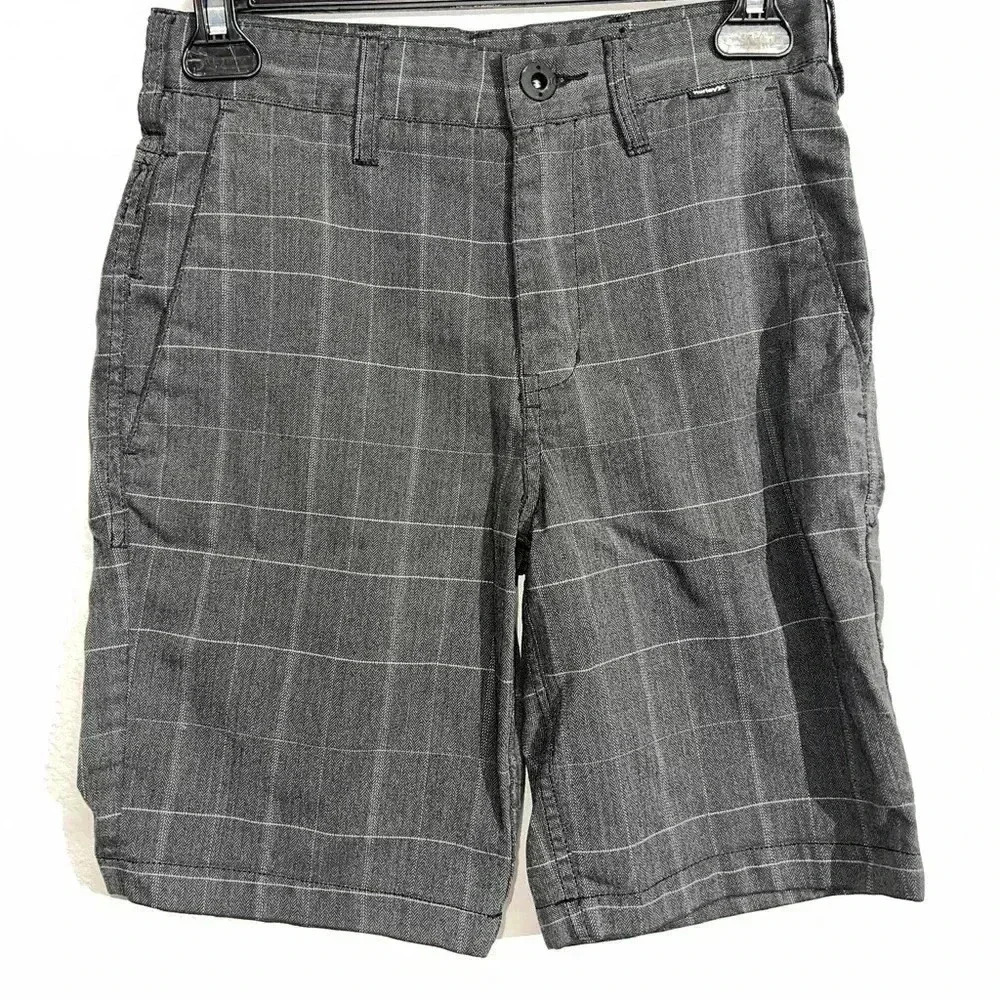 Hurley Boys‎ Plaid Grey Sport Shorts Size 10/ 25 Outdoor/ Chino / Trendy / Light